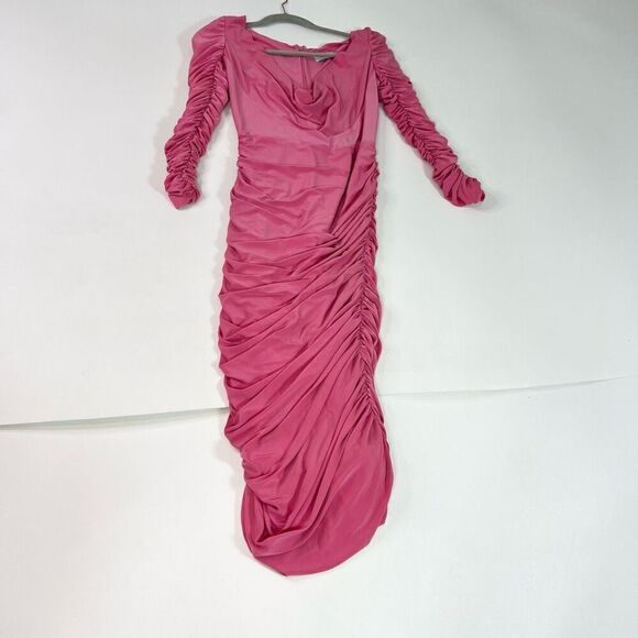 Aliétte Dress Womens Size 0 Pink Ruched Long-Sleeve Bodycon Cocktail - Picture 1 of 10